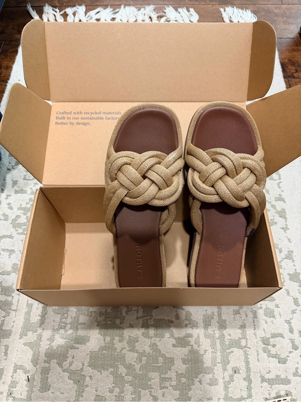 Rothy's The Summer Sandal Gold Knotted Slide Sandal